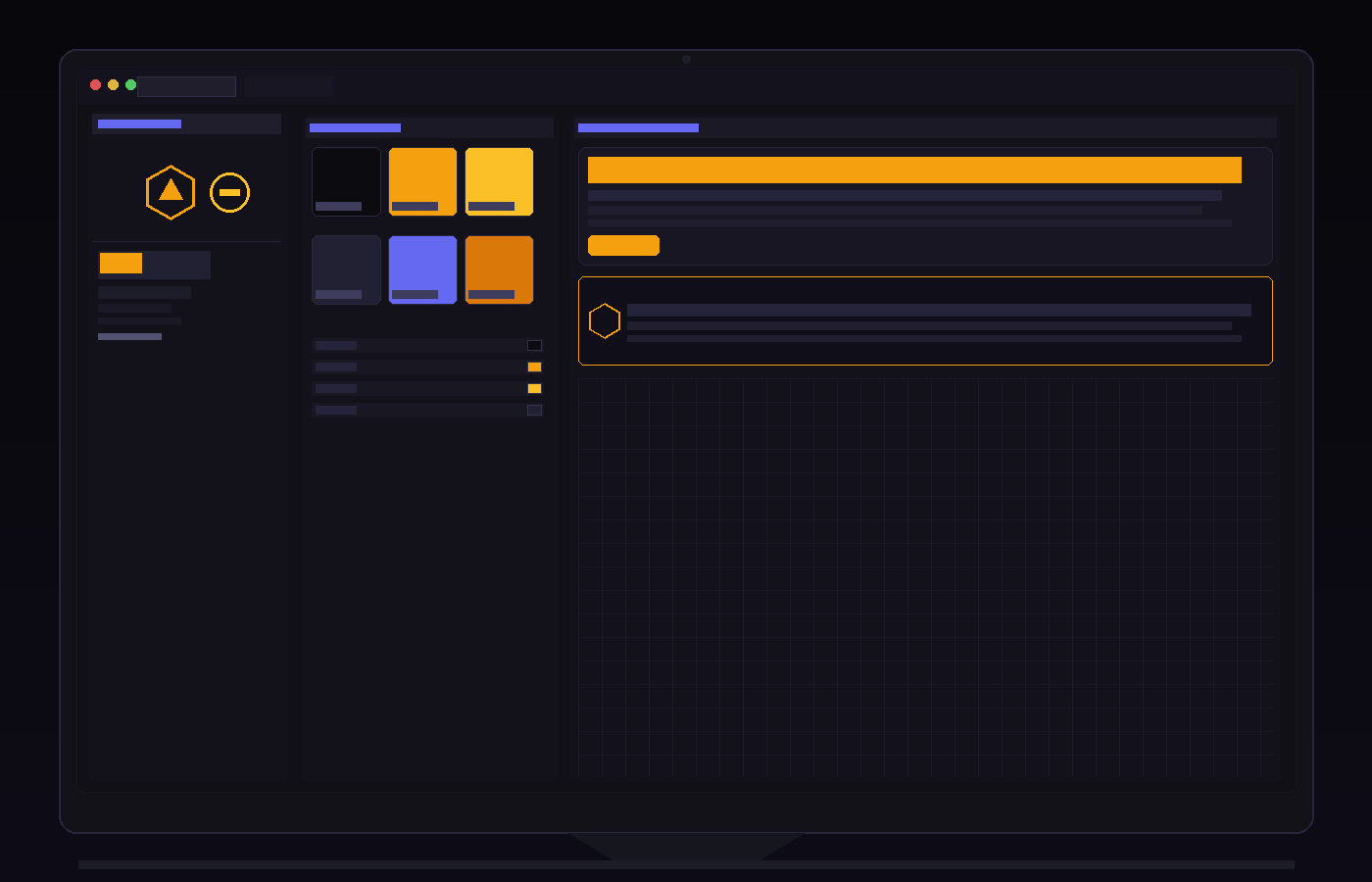 Dark TORREY brand strategy interface showing logo marks, typography, and color swatches